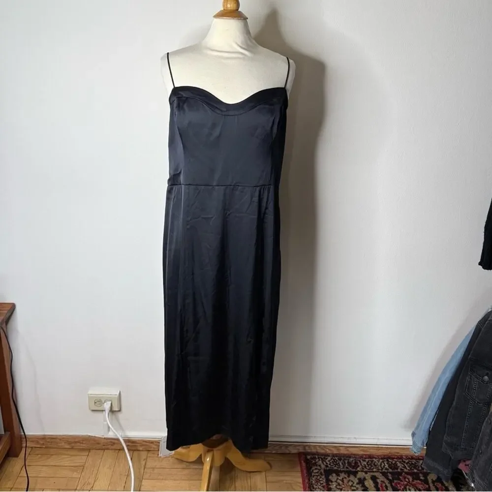 Abercrombie Black Satin Camille Maxi Dress